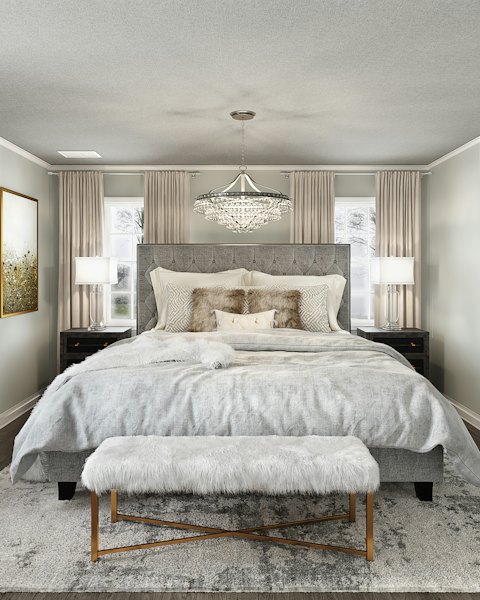 Master Bedroom with Fluted Headboard Wall