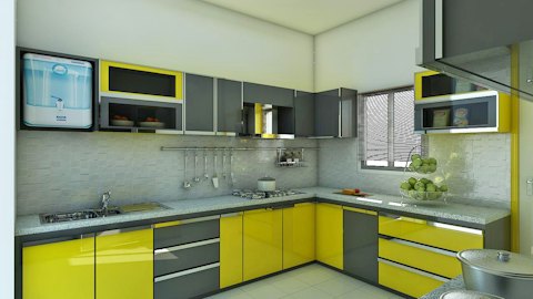 L-Shaped Kitchen in Matte Graphite
