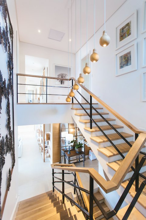 Oak and Steel Open-Riser Staircase