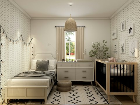 Shared Kids Room with Study Wall